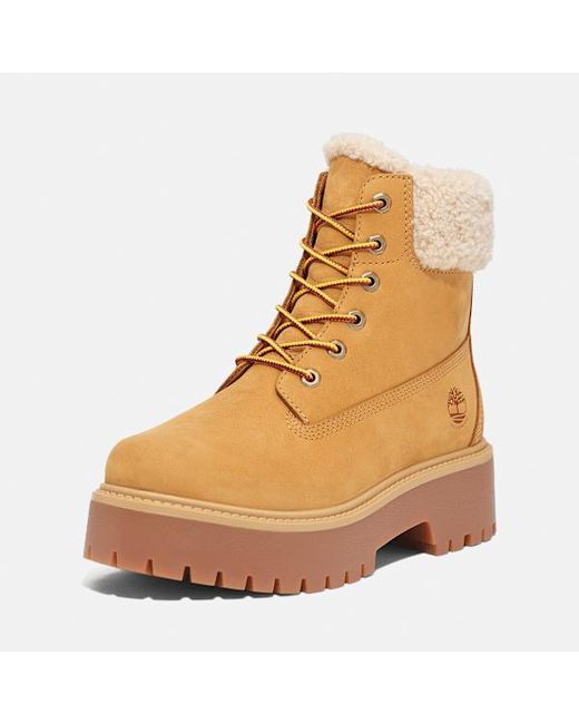 Timberland Brown Stone Street Platform Warm-Lined Waterproof Boot For