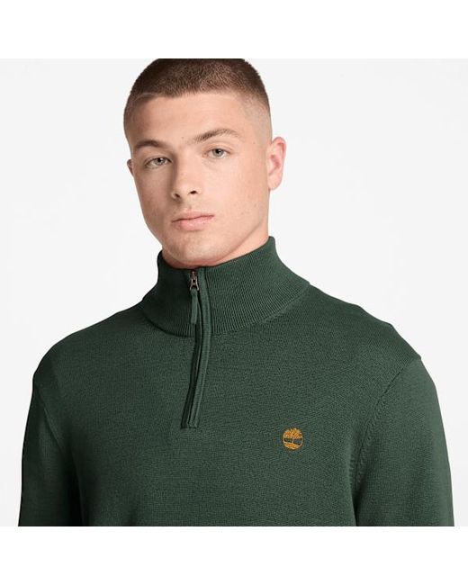 Timberland Green Williams River Cotton Quarter-Zip Jumper For for men