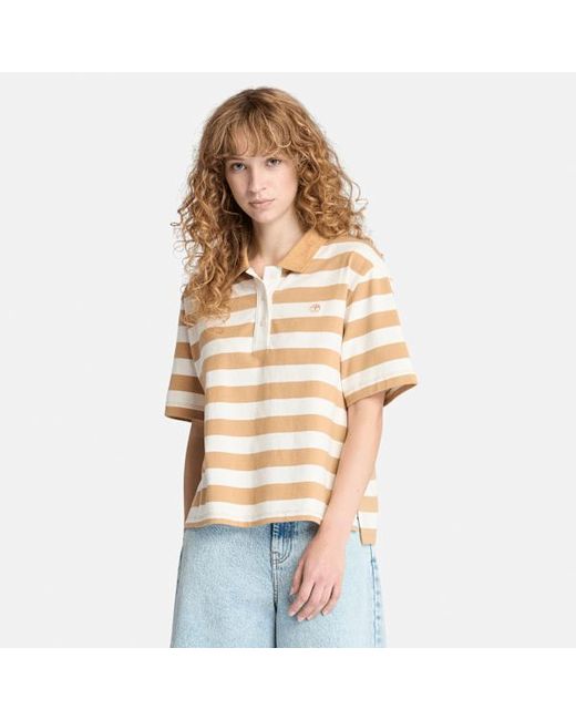 Timberland Natural Short-sleeve Polo Shirt For Women In Yellow, Woman, Yellow, Size: L