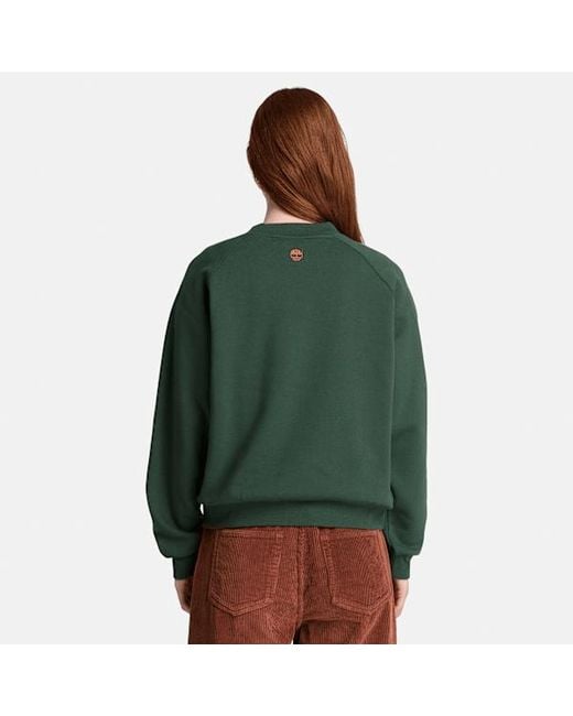 Timberland Green Brushed Back Graphic Crew Sweatshirt For
