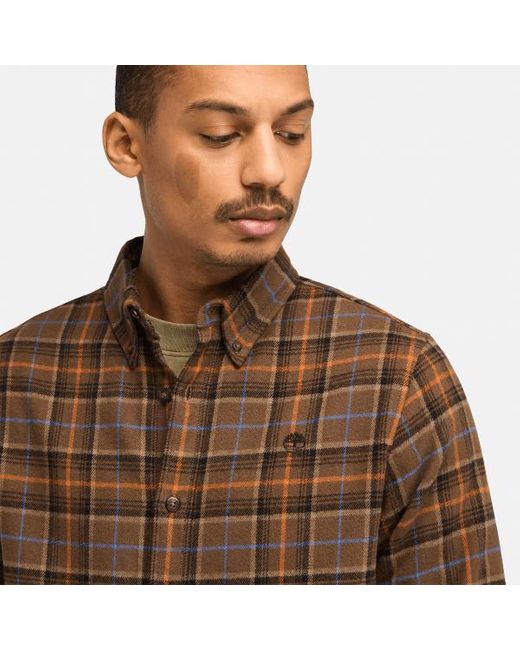 Timberland Midweight Flannel Check Shirt For Men In Brown, Man, Brown, Size: L for men