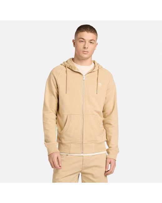 Timberland Natural Exeter River Loopback Full Zip Hoodie For Men In Light Beige, Man, Beige, Size: L for men