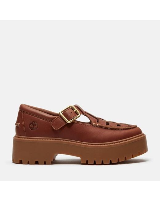 Timberland Brown Stone Street Platform Buckle Shoe For