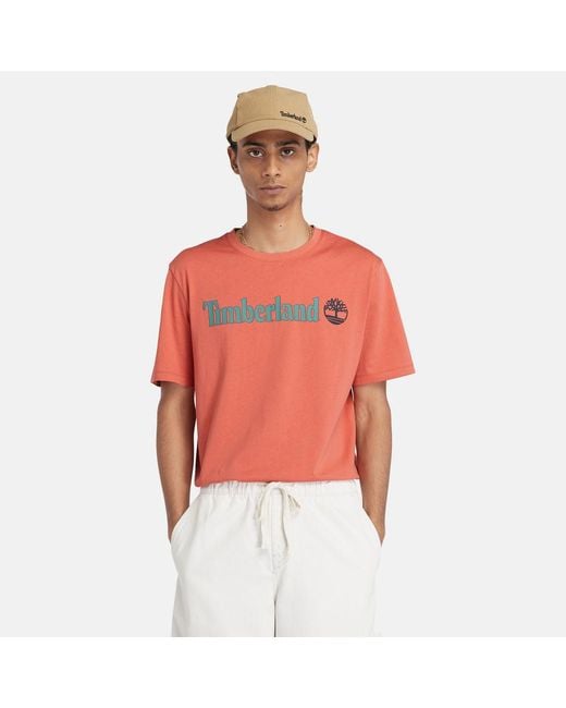 Timberland Red Linear Logo T-shirt for men