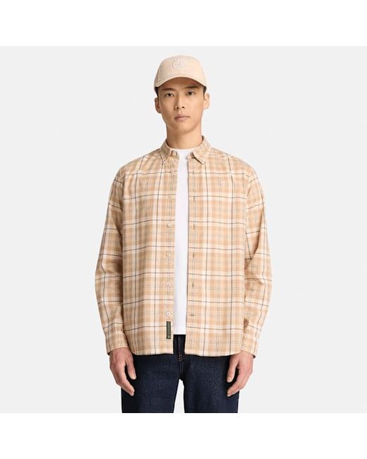 Timberland Natural Check Regular Fit Poplin Shirt For for men
