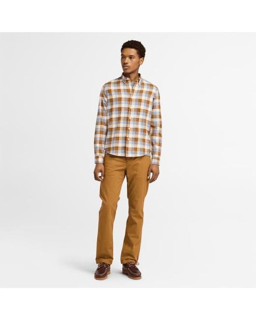 Timberland Brown Solucell Air Technology Buffalo Shirt For Men In Dark Yellow, Man, Yellow, Size: 3xl for men