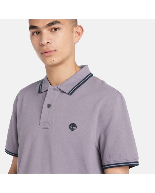 Timberland Purple Tipped Pique Polo Shirt for men