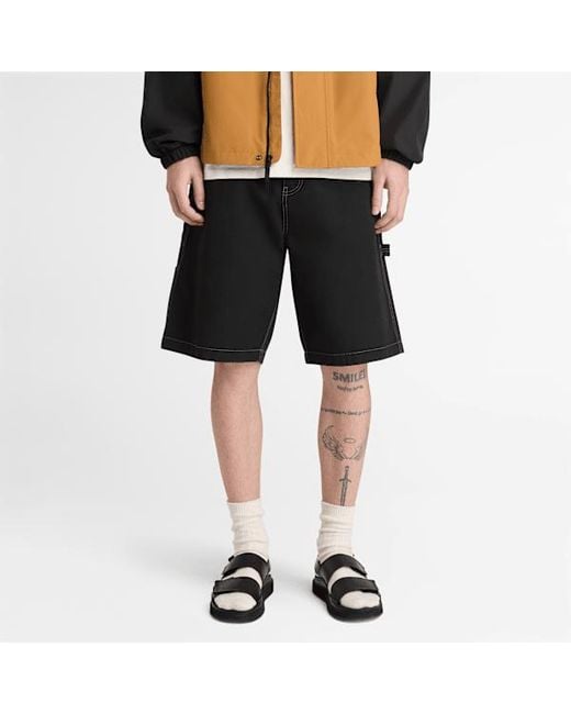 Timberland Black All Gender Washed Duck Canvas Carpenter Short
