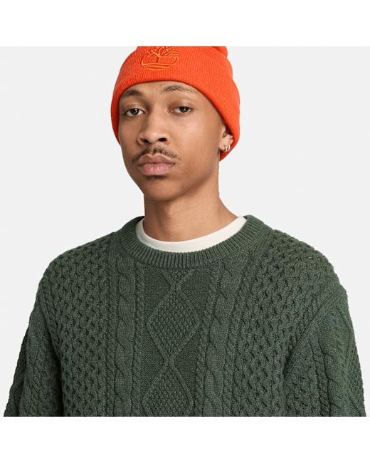 Timberland Green Phillips Brook Cable-Knit Crewneck Jumper For for men