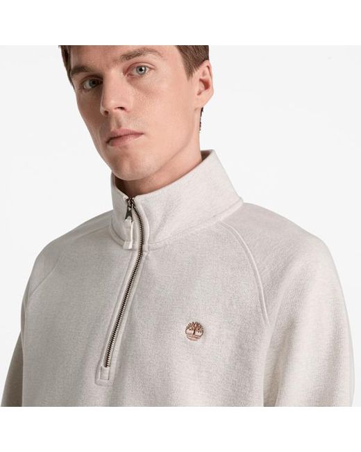 Timberland White Exeter River Embroidered Logo Quarter-Zip Sweatshirt For for men