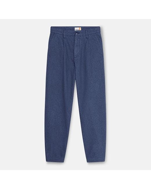 Timberland Blue Claremont Herringbone Pleated Chino Trouser For for men