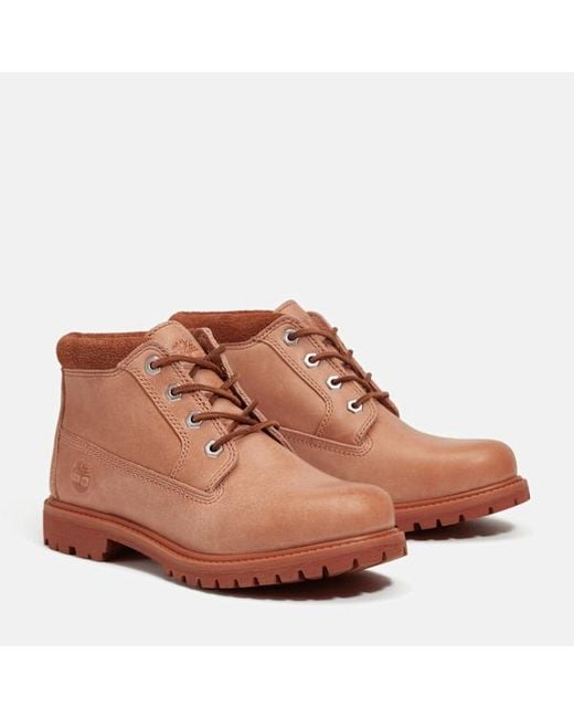 Timberland Brown Nellie Mid Lace Up Waterproof Chukka Boot For Women In Light Red, Woman, Red, Size: 3.5