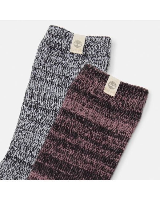 Timberland Black 2-Pack Cosy Boot Crew Sock For