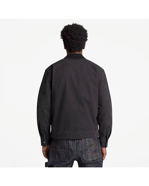 Timberland Black Strafford Quilted Washed Canvas Printed Jacket for men