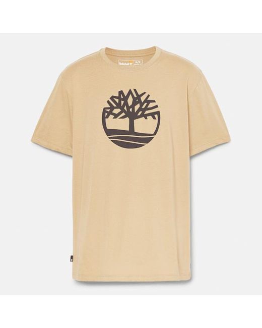 Timberland Natural Kennebec River Tree Logo T-shirt For Men In Beige, Man, Beige, Size: L for men