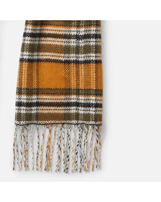 Timberland Metallic Jacquard Plaid Scarf For Men In Yellow/beige, Man, Yellow for men