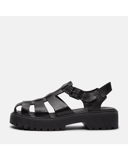 Timberland Black Stone Street Fisherman Platform Sandal For