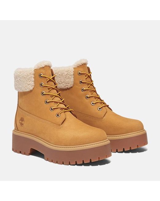 Timberland Brown Stone Street Platform Warm-Lined Waterproof Boot For