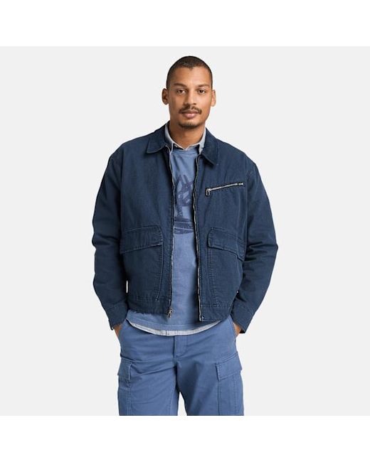 Timberland Blue Washed Canvas Jacket For for men
