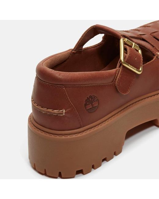 Timberland Brown Stone Street Platform Buckle Shoe For