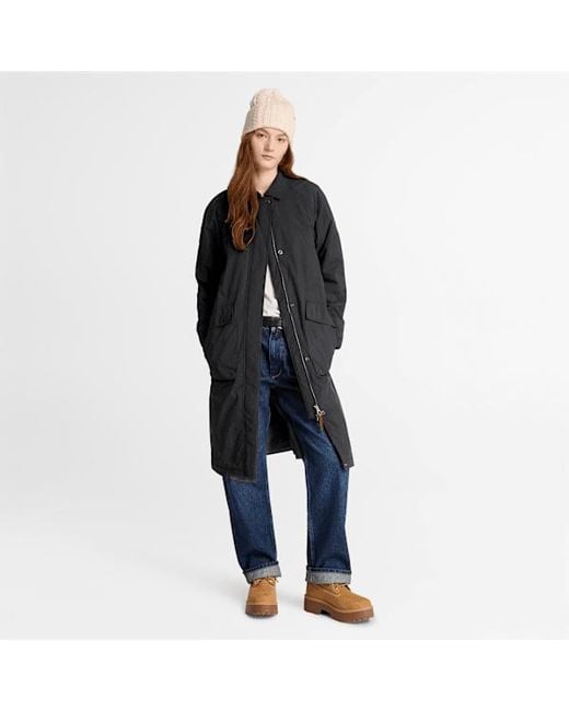 Timberland Black Water Repellent Insulated Long Coat For