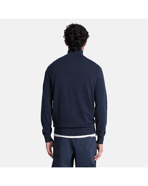 Timberland Blue Oyster River Cotton Quarter-Zip Jumper For for men