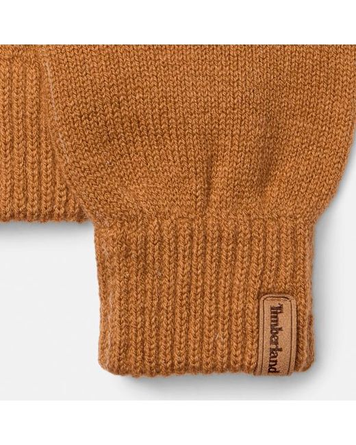 Timberland Brown Rib Knit Glove In Yellow, Yellow for men