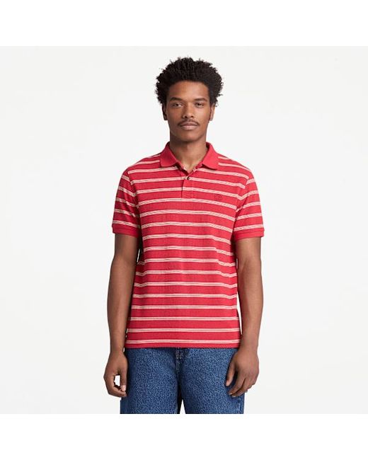 Timberland Red Millers River Striped Short-Sleeve Polo For for men