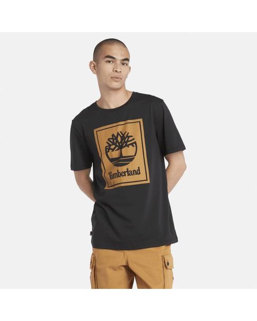 Timberland Block Logo T-shirt For Men In Black, Man, Black, Size: 3xl for men