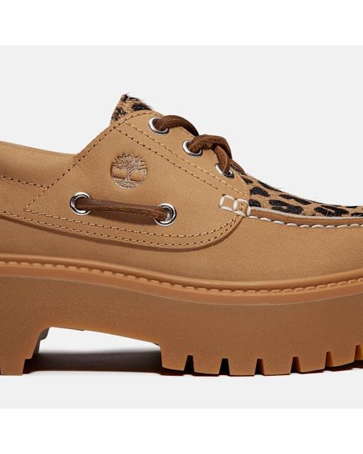Timberland Natural Leopard Platform Stone Street Boat Shoe For