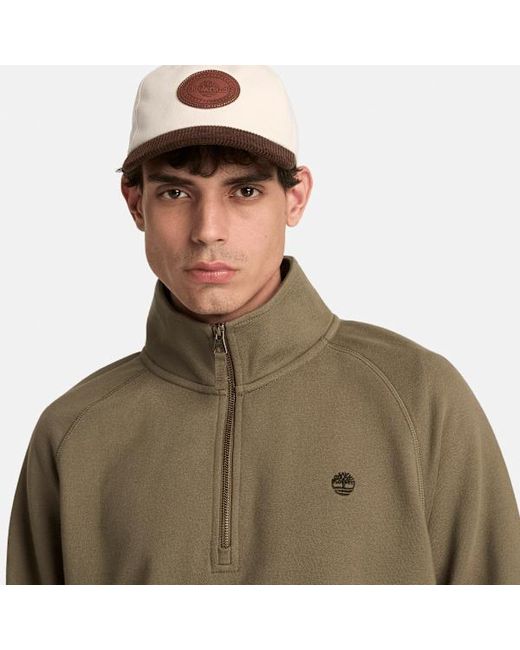 Timberland Green Exeter River Embroidered Logo Quarter-Zip Sweatshirt For for men