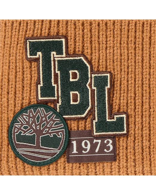 Timberland Brown Layered Patch Beanie For for men