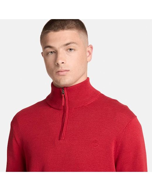 Timberland Red Williams River Cotton Quarter-Zip Jumper For for men