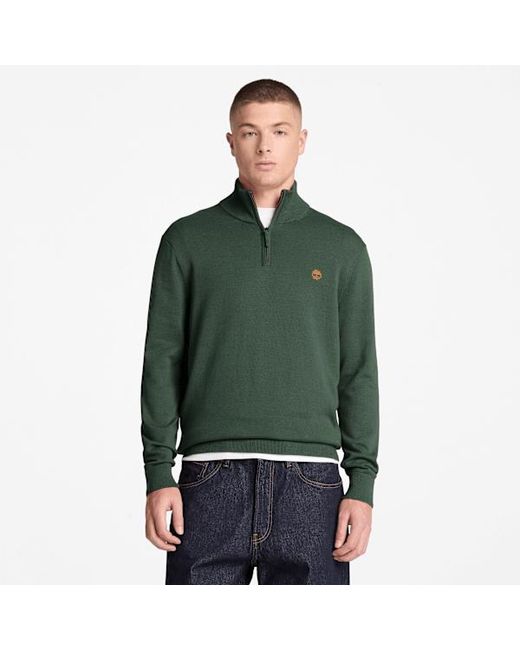 Timberland Green Williams River Cotton Quarter-Zip Jumper For for men