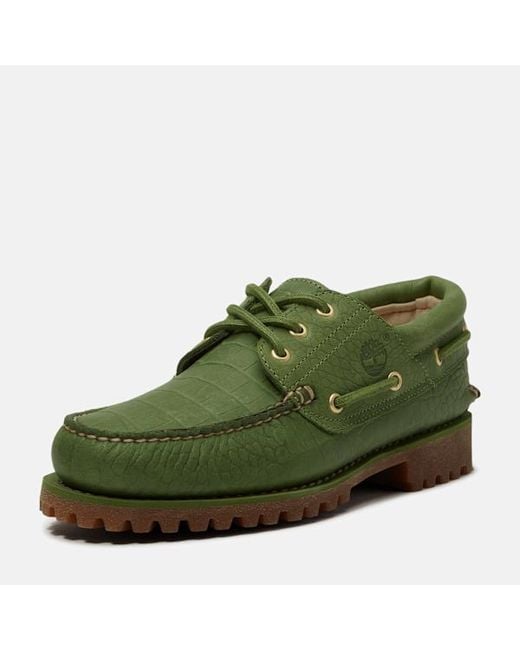 Timberland Green All Gender Authentic 3-Eye Lug Handsewn Boat Shoe