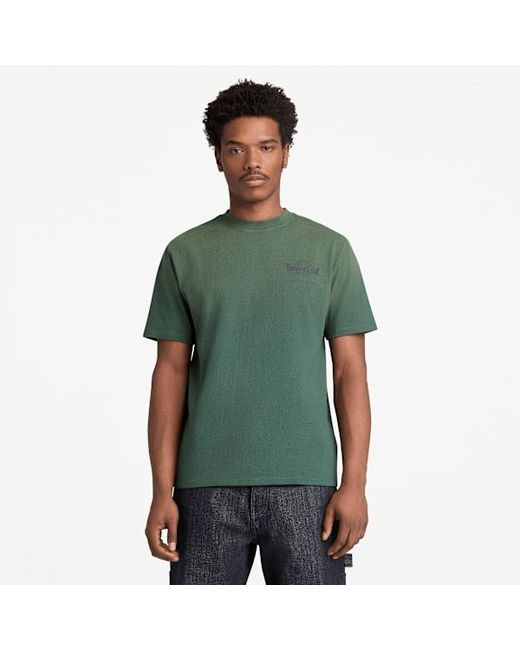 Timberland Green Sunfaded Tree Logo Graphic Heavyweight T-Shirt For for men