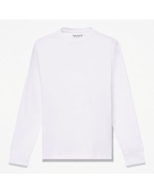 Timberland White Dunstan River Slim Embroidered Long-Sleeve T-Shirt For for men