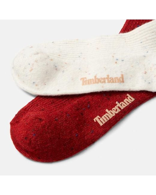 Timberland Red Speckled 2-Pack Crew Sock