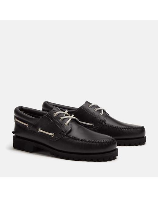 Timberland Black Road Trip 3-Eye Lug Handsewn Boat Shoe For for men
