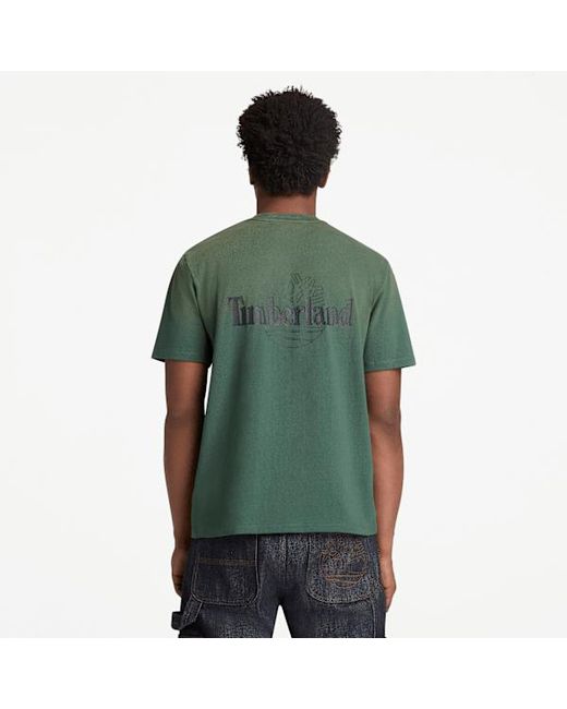 Timberland Green Sunfaded Tree Logo Graphic Heavyweight T-Shirt For for men