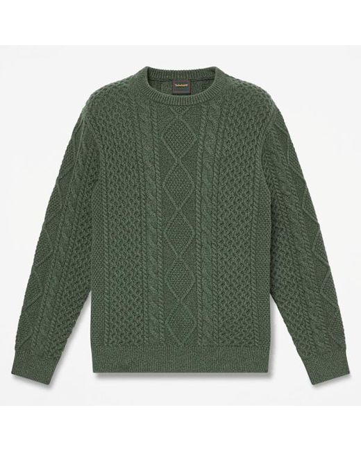 Timberland Green Phillips Brook Cable-Knit Crewneck Jumper For for men