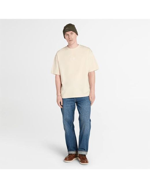 Timberland Natural Hampton Tonal Stack Logo T-shirt For Men In Beige, Man, Beige, Size: 3xl for men