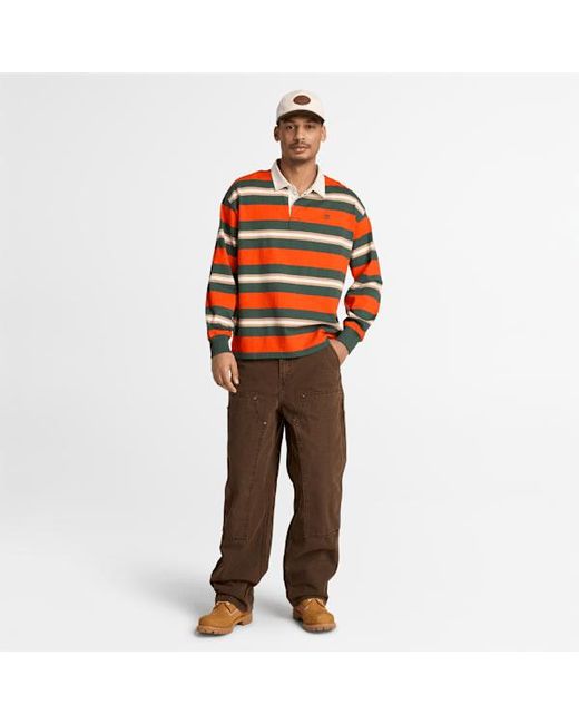Timberland Orange Long-Sleeve Rugby Polo For for men