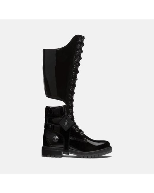 Timberland Jimmy Choo X 6 Inch Boot With Knee-high Harness For Women In Black, Woman, Black, Size: 4