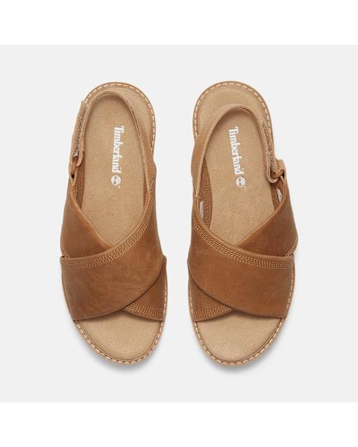 Timberland Brown Safari Dawn Backstrap Sandal For Women In Beige, Woman, Beige, Size: 4