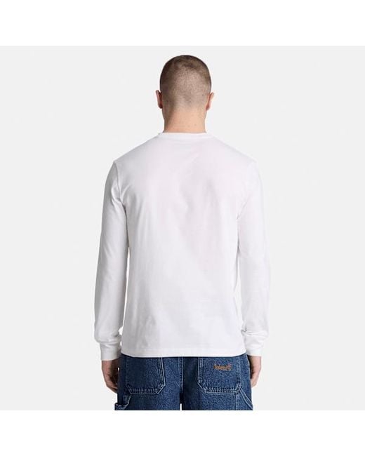 Timberland White Dunstan River Slim Embroidered Long-Sleeve T-Shirt For for men