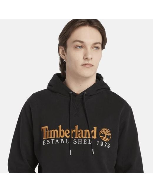 Timberland Black Established 1973 Logo Hoodie for men