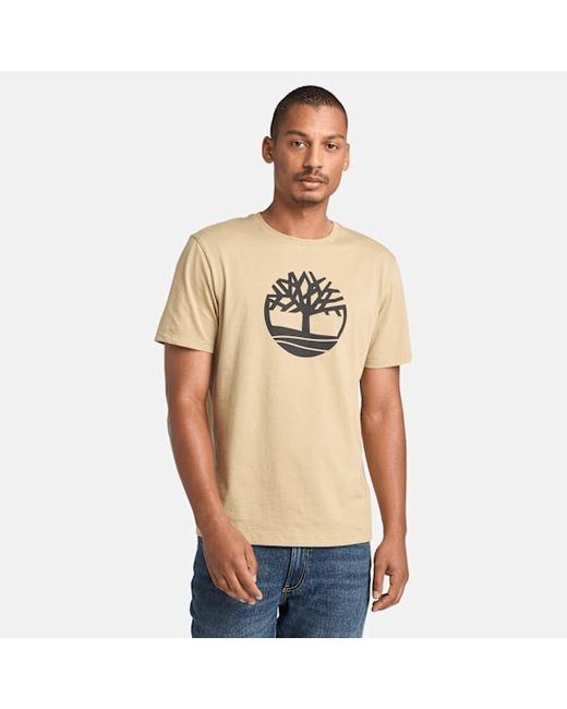 Timberland Natural Kennebec River Tree Logo T-shirt For Men In Beige, Man, Beige, Size: L for men