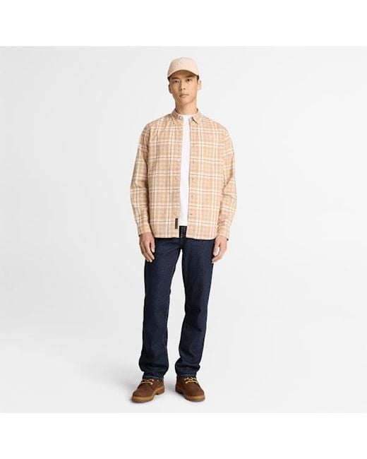 Timberland Natural Check Regular Fit Poplin Shirt For for men