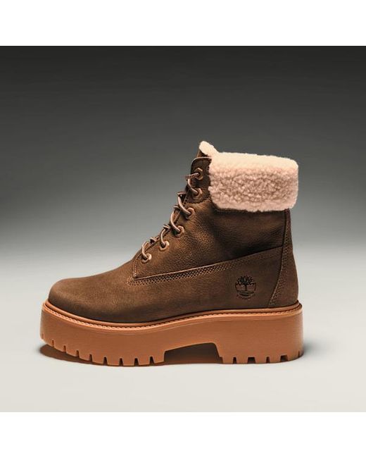 Timberland Brown Stone Street Platform Warm-Lined Waterproof Boot For
